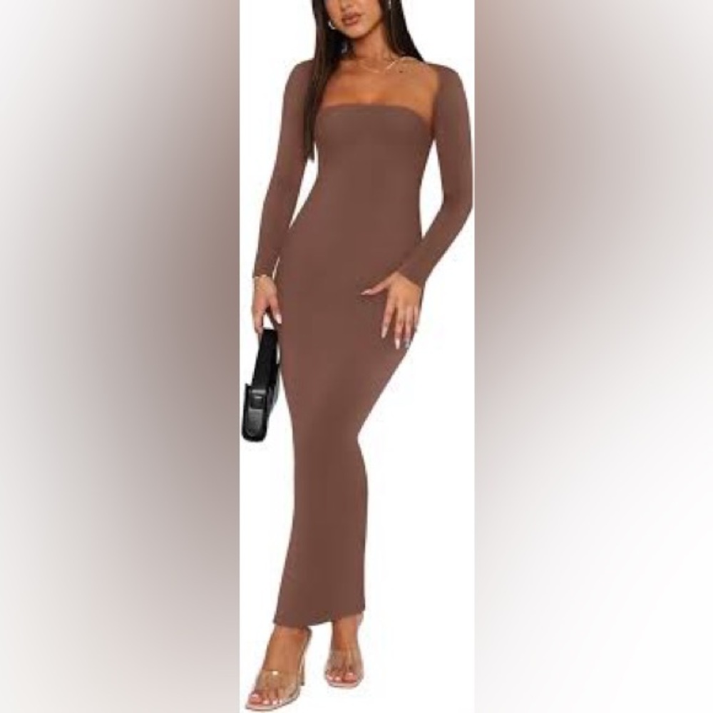 REORIA 2 piece Strapless Maxi Dress with Shrug 🤎